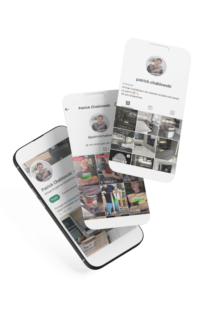 patrick chablowski reseaux sociaux poseur de cuisine france installateur de plans de travail en pierre granit marbre quartz ceramique influenceur 